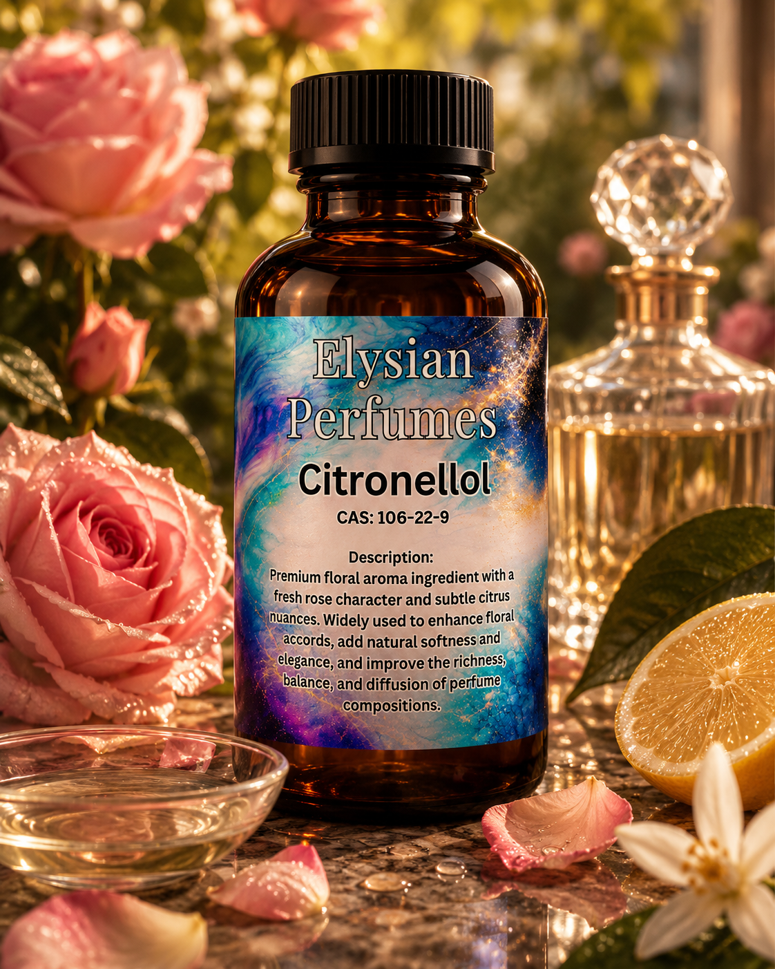 Perfume grade Citronellol aroma chemical for rose accords, floral fragrances, fresh perfume compositions and professional perfumery