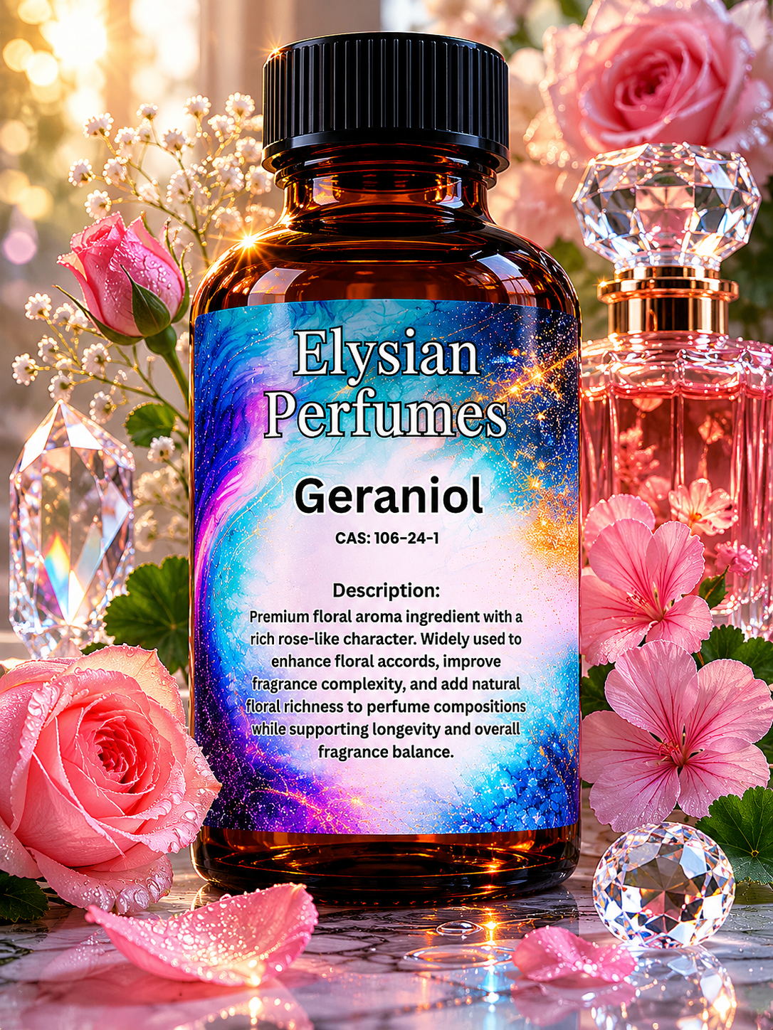 Geraniol Perfume Grade Rose Floral Booster for Perfume Making Candles Soap and Home Fragrance | Elysian Perfumes
