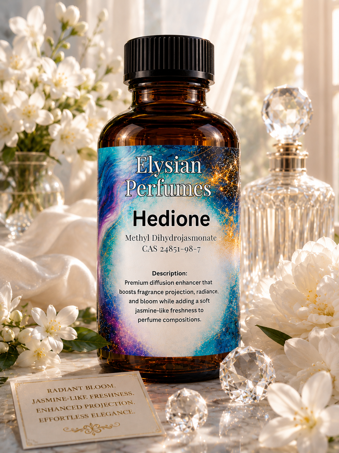Hedione perfume ingredient for diffusion, projection and longevity enhancement