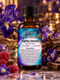 Alpha Ionone perfume-grade aroma chemical by Elysian Perfumes in amber bottle with violet flowers, iris, berries and woody fragrance nuances