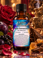 Beta Damascone perfume-grade aroma chemical by Elysian Perfumes in amber bottle with red roses, ripe plums, blackcurrants and warm tobacco-inspired fragrance imagery