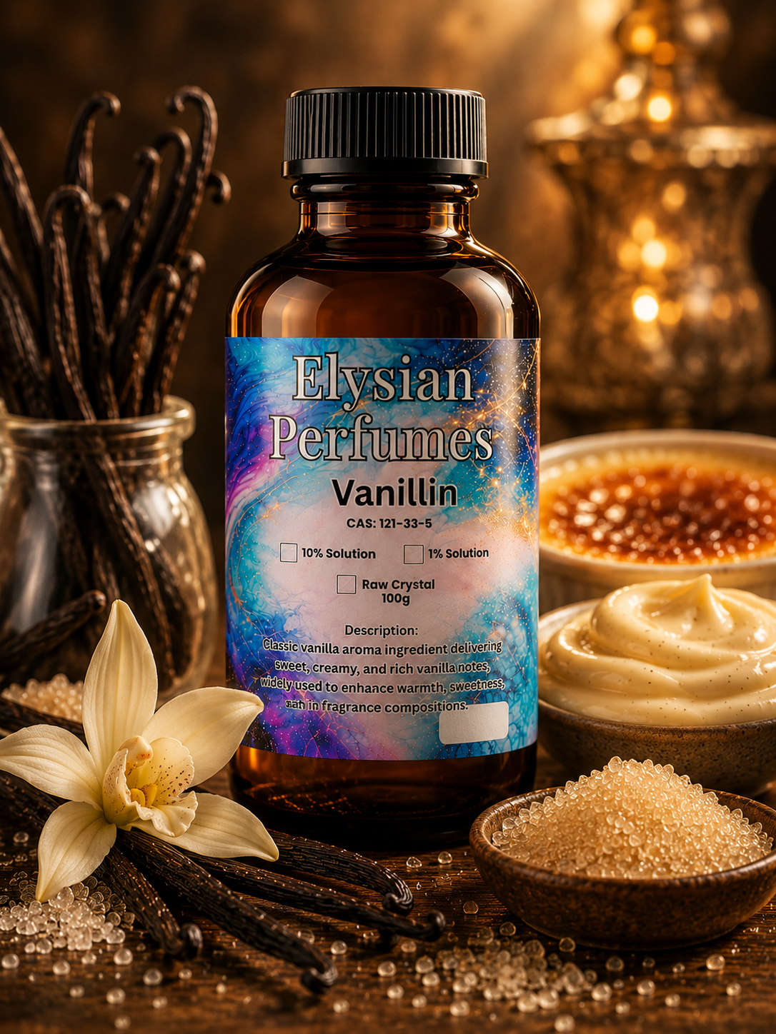 Vanillin Crystals Perfume Grade Vanilla Sweetness Booster for Perfume Making Candles Soap and Home Fragrance | Elysian Perfumes